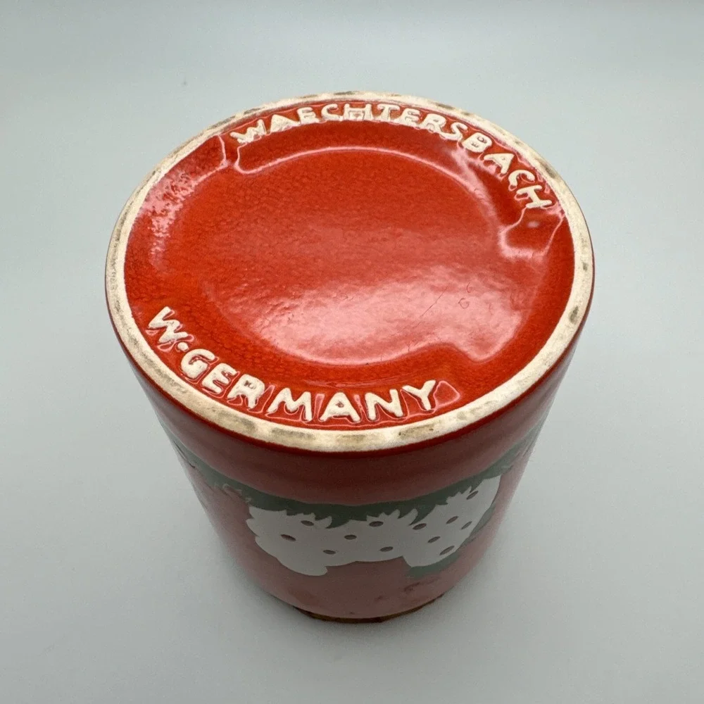 Vintage Waechtersbach Canister Jar Red‎ Kitsch Chicken w Cork Lid West Germany